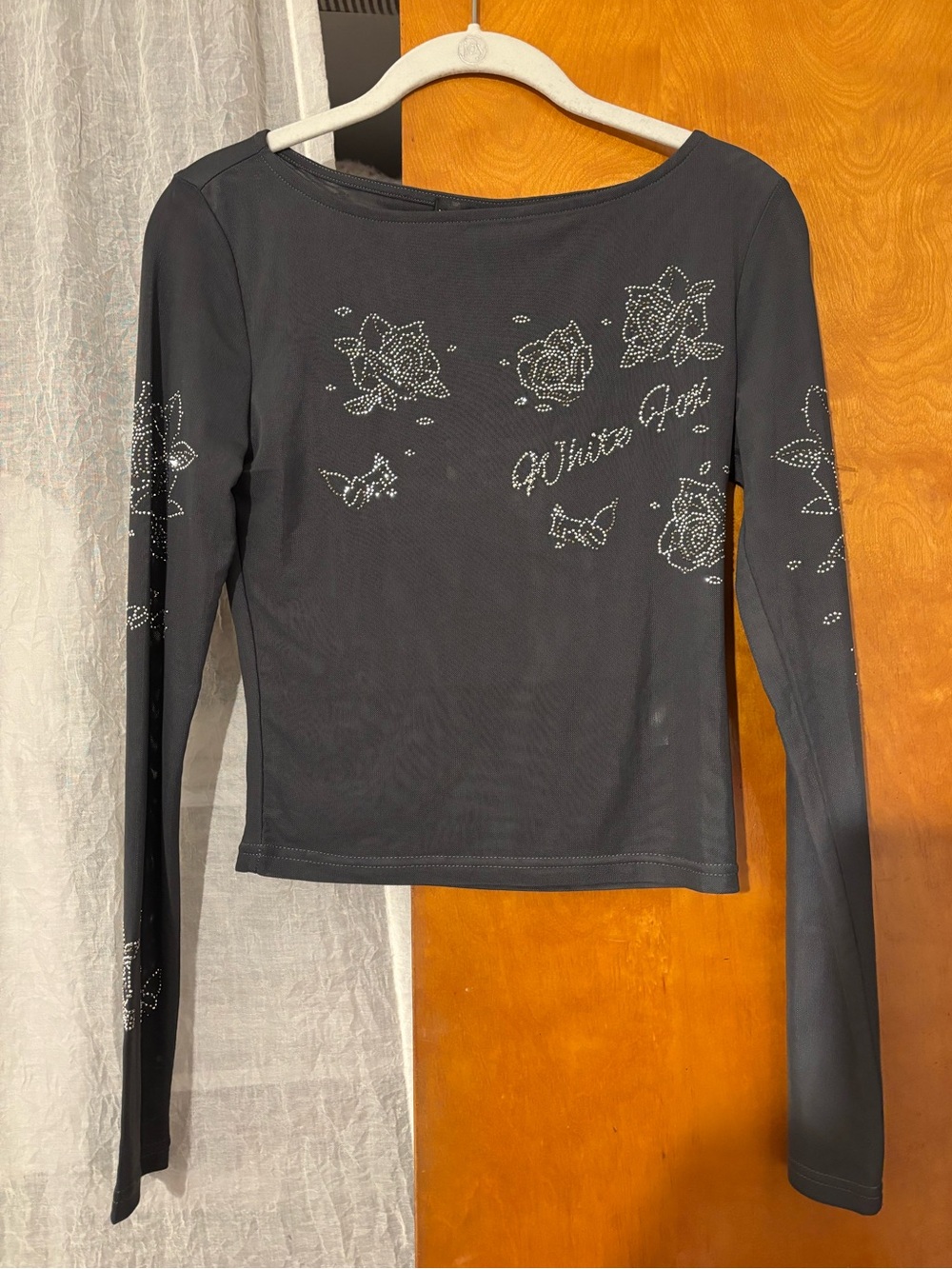 New, White Fox Boutique Rhinestone Long Sleeve Top